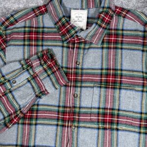 Hope & Henry Shirt Men's Large Gray Flannel Button Up Organic Cotton Long Sleeve